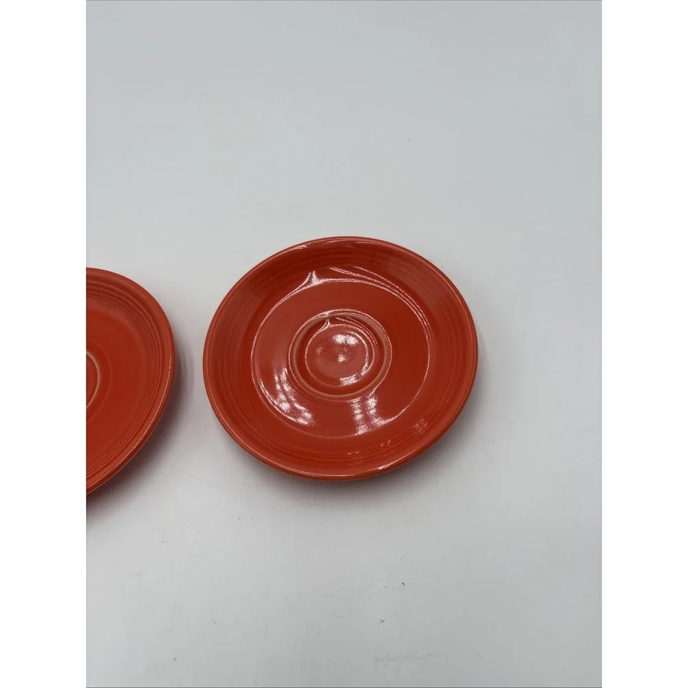 Vtg Fiesta Ware‎ Homer Laughlin 80's 90's Lead Free Saucers 2 Orange